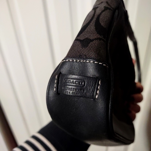 Coach Black Signature C Demi Canvas Leather Baguette Shoulder Bag - Picture 4 of 8